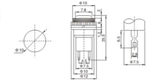 10 шт./лот DS 314 мм 250V 0.5A рог кнопочный переключатель металлические тактильные