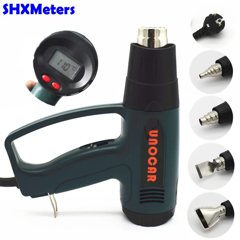 ЕС Plug 220 В 2000 Вт 100-650 C ЖК-дисплей Дисплей промышленный Электрический фена