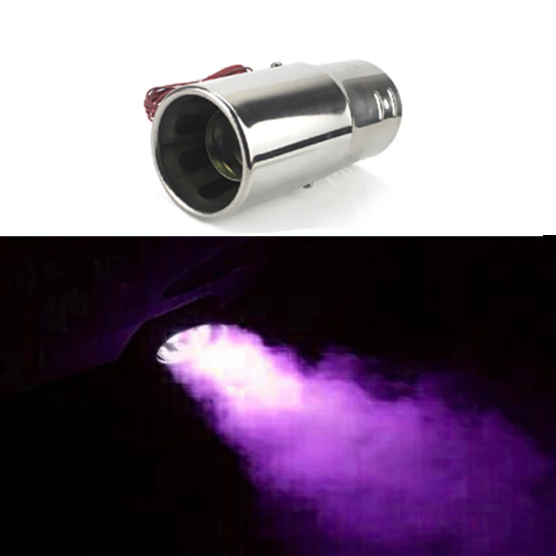 Purple lights Новинка, заглушки для глаз, трубы на входе, 69 мм, спрей, огненные трубы, глушитель, с светильник, универсальные наконечники для выхлопной трубы, прямые, специальные, 4 цвета - Цвет: Purple lights