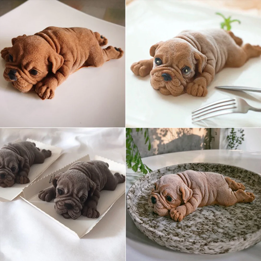 3D формочка для торта с грязной собакой сделай сам стерео Shar Pei Декор силиконовый