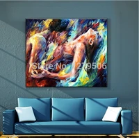 hand painted sexy lover nude pictures modern palette knife oil painting abstract single wall art bedroom hotel home decoration