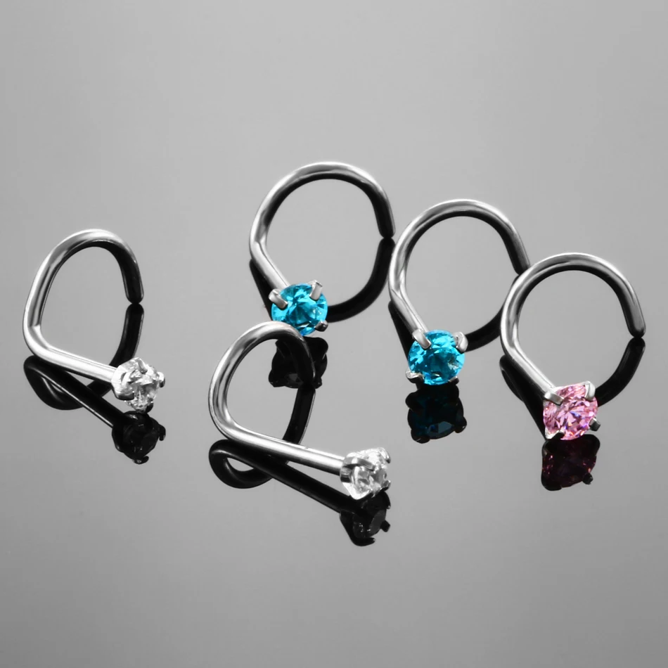 1 шт. стальные кольца для носа с фианитом 20 г|body jewelry|hoops studnose ring |
