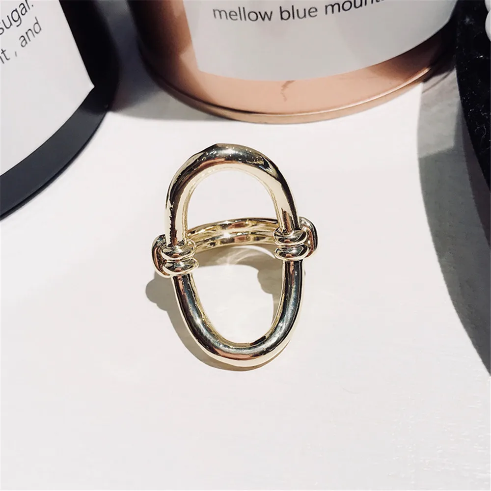 SP0440A-3-18mm MLING Fashion Gold Alloy Ring Vintage Stone Geometric Circle Ring For Women - Main Stone Color: SP0440A-3-18mm