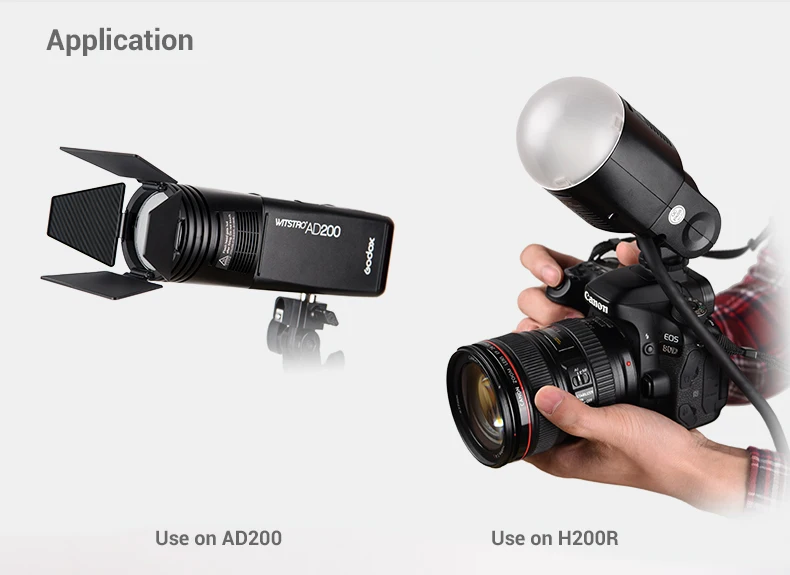 Godox H200R флэш-удлинитель+ AK-R1 двери сарая, Snoot, Цветной фильтр, отражатель, соты, шаровой рассеиватель комплекты для AD200