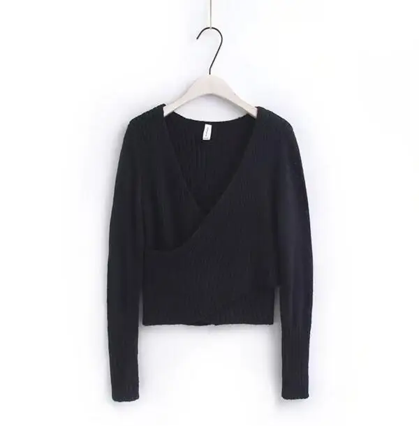 Сексуальная Крест глубоким v-образным вырезом с открытыми плечами пуловер свитер