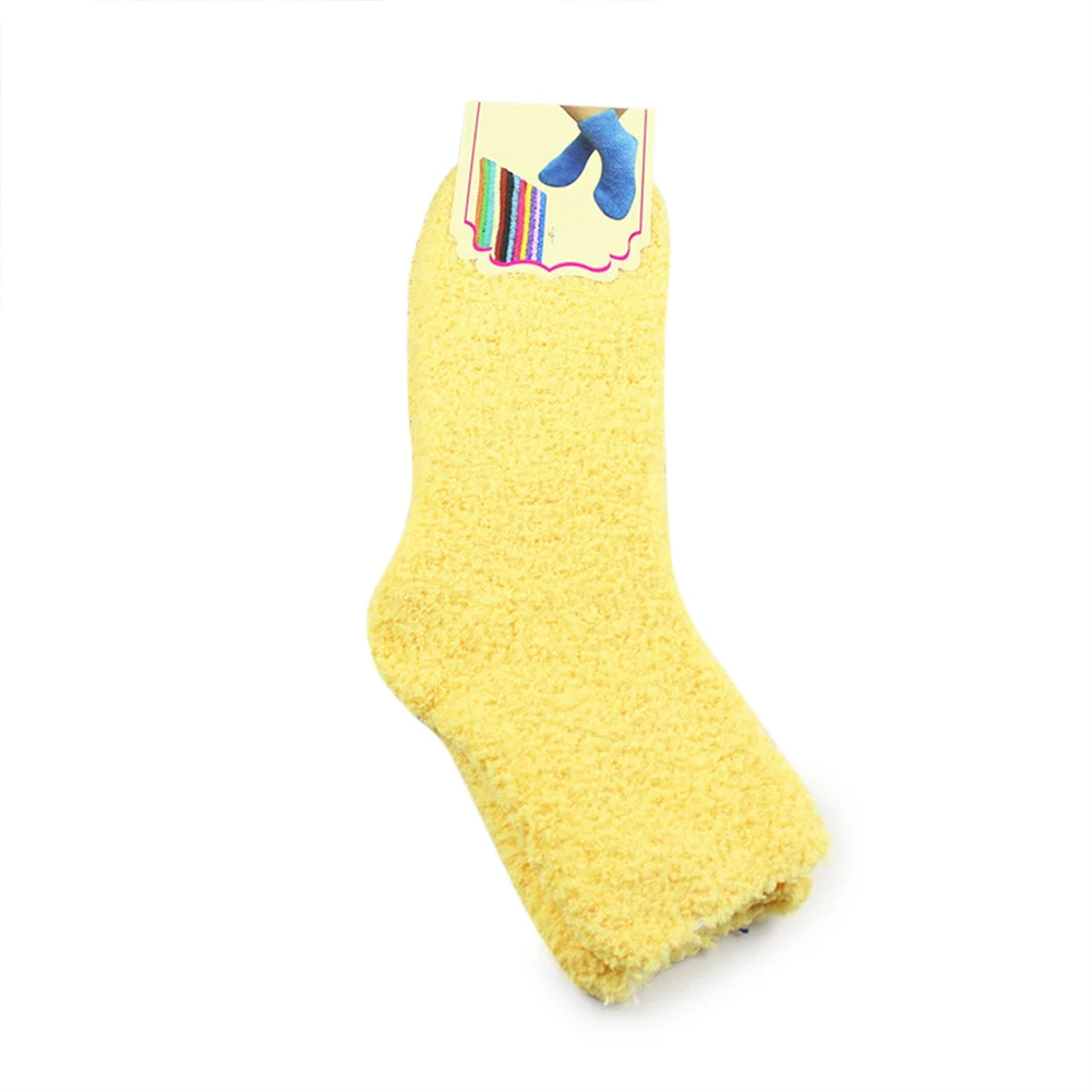 yellow 1 пара; милые мягкие толстые теплые носки-тапочки ярких цветов; носки-тапочки; пушистые Чулочные изделия; GDD99 - Цвет: yellow