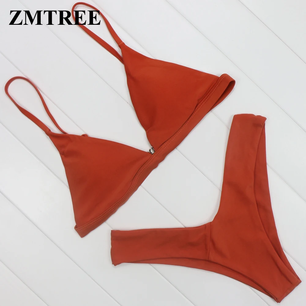 ZMTREE комплект бикини с высокой талией 2017 горячие купальники женское треугольное