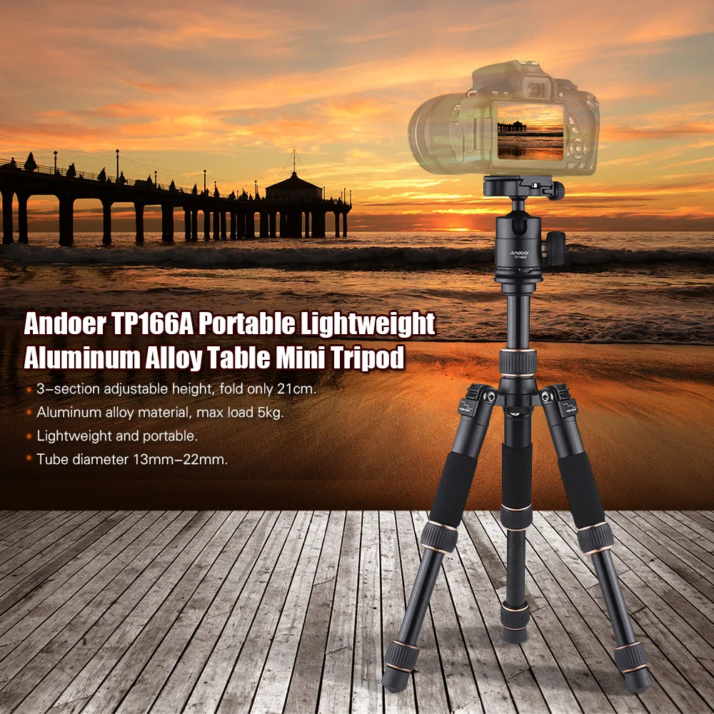 Andoer gorillapod TP166C легкий настольный мини-штатив из углеродного волокна с шаровой головкой для Canon Nikon sony камера DV видеокамера