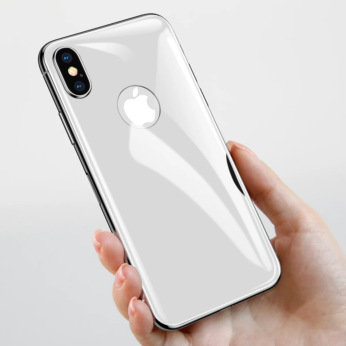 Baseus 4D 0,3 мм, защита для задней панели, закаленное стекло для iPhone X 10, полное покрытие, защита задней панели, закаленное стекло, пленка для iPhone X - Цвет: Silver