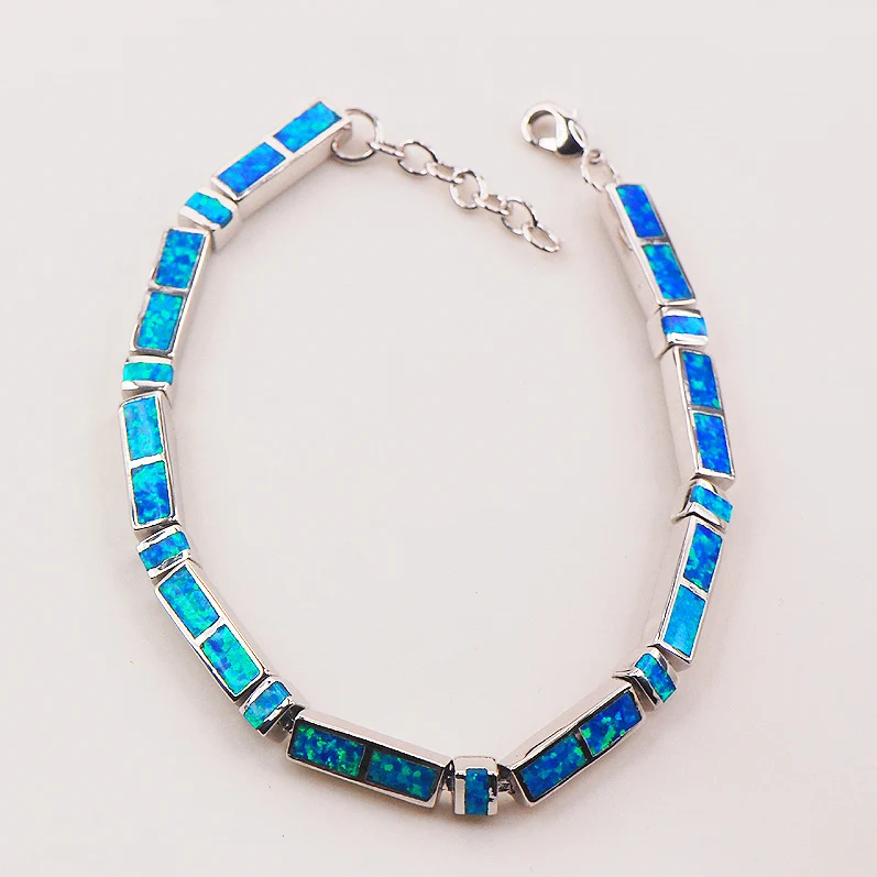 Браслет с голубым огненным опалом 7 5 + 0 дюйма P84|sterling silver bracelet|925 sterling braceletsilver bracelet |