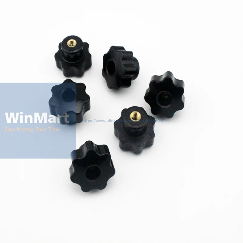 6pcs M10 M5 M6 M8 Female Thread 40mm 25 30 32 OD Star Shaped Head handle Nuts Knob Clamping with through-hole | Обустройство дома