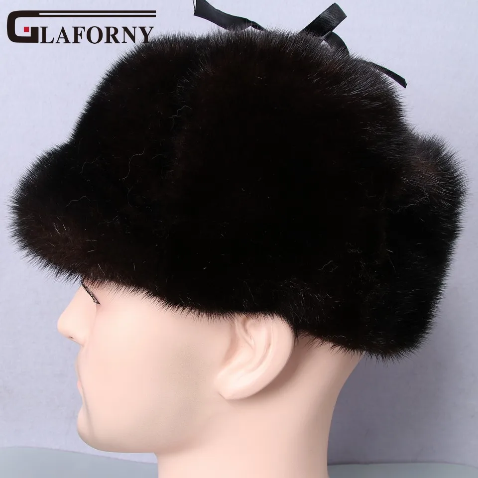 Glaforny 2017 цельные шапки из натурального меха норки 100% натуральный мех мужские с