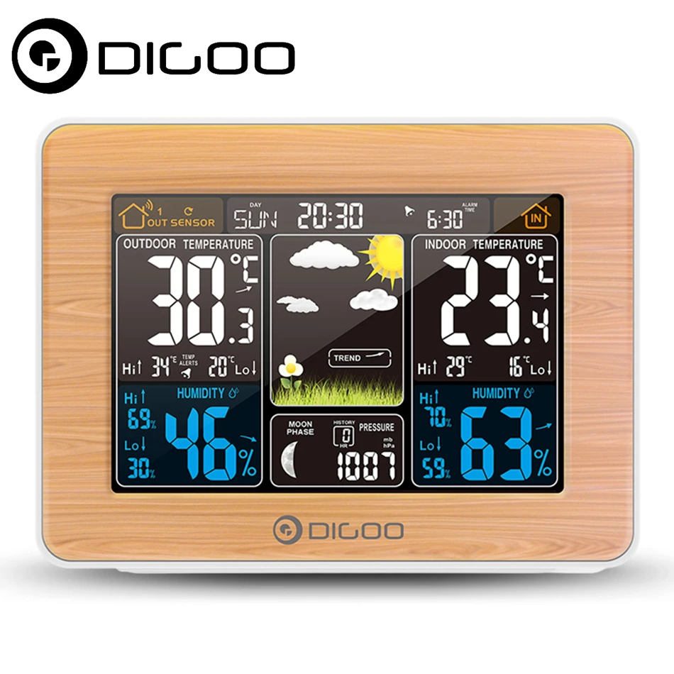 DIGOO DG-EX002 деревянная Метеостанция HD Наружный Крытый термометр гигрометр