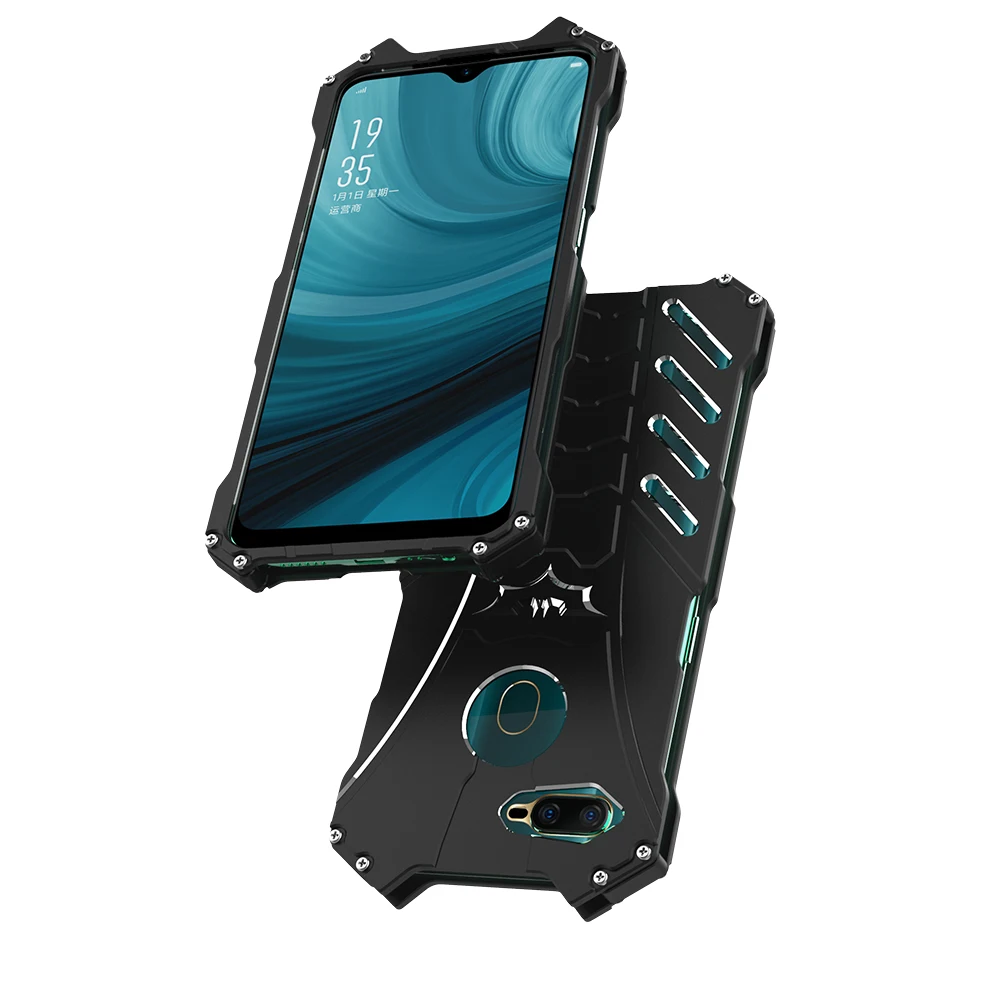 Роскошные Бэтмен Kickstand противоударный чехол для Oppo A7 K1 A7x A5 A3 F7 R17 Pro R15 R11s Алюминий бампер Броня Кожа Металл задняя крышка