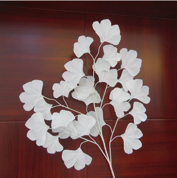 12 шт. 60 см белая гинкго билоба Maidenhair листья дерева ветки шелковые искусственные