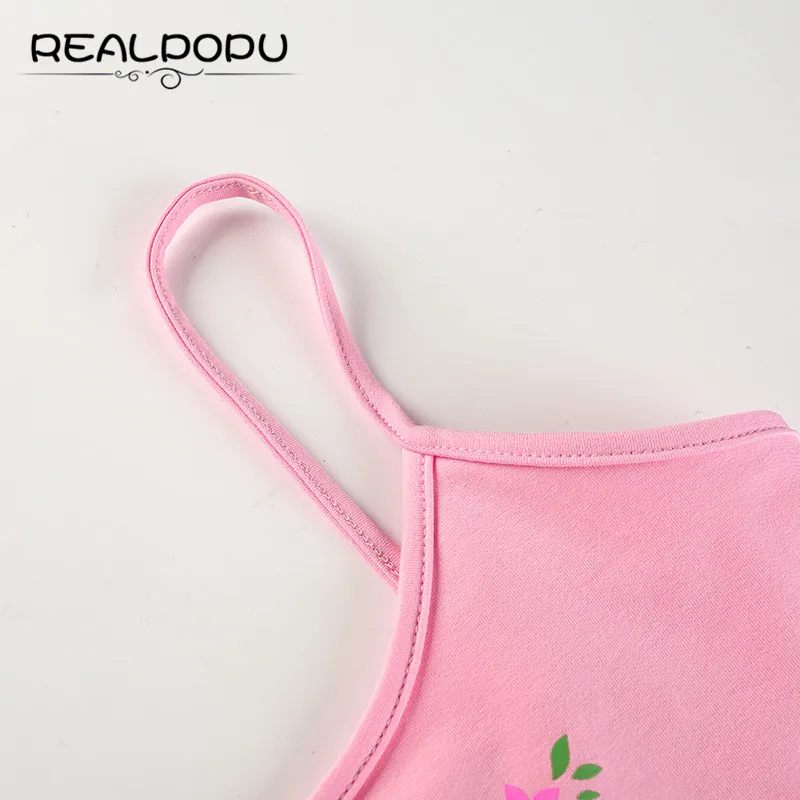 Realpopu розовый укороченный топ на бретелях для женщин Фитнес хлопок Принт забавные буквы бодикон мода лето сексуальный топ Femme Топы Croptop