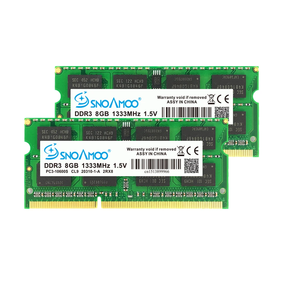 snoamoo ddr3 8gb 13331600 mhz memoria ram notebook memory pc3 10600s 204 pin 1 5v 2rx8 so dimm computer memory warranty free global shipping