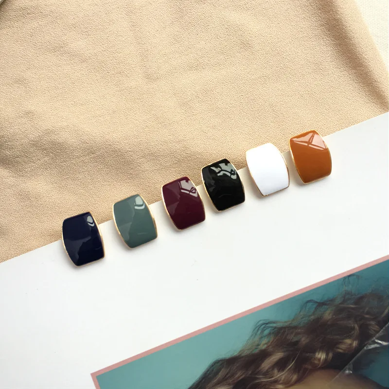 XZP Цвет металла серьги гвоздики геометрической формы женский Винтаж эмаль Для