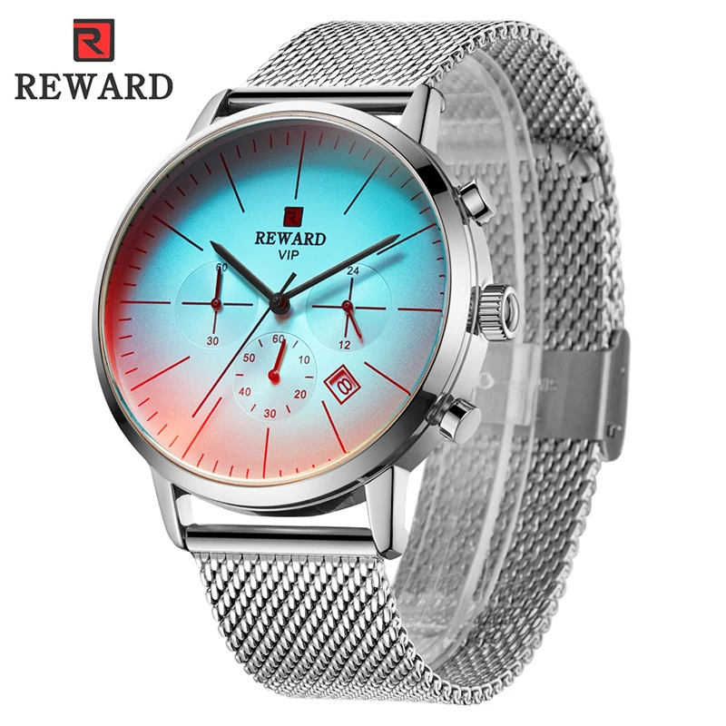 Часы мужские повседневные кварцевые водонепроницаемые с серебряным ремешком