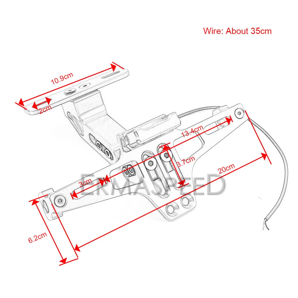 Черный держатель номерного знака для мотоцикла с LED-освещением из алюминия CNC для аксессуаров Moto Dirt Bike Motorbike.