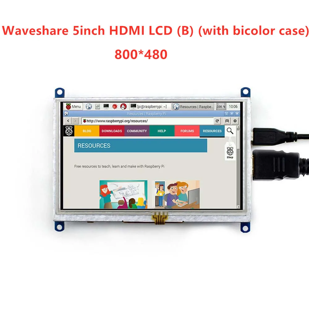 Waveshare 5-дюймовый HDMI LCD (B) (с двухцветным чехлом) 800*480 планшет с сенсорным экраном для