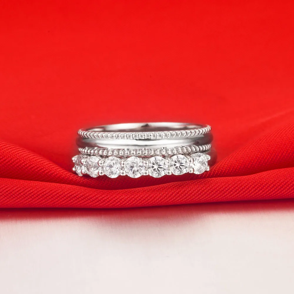 Влюбленных Кольца 0.7Ct NSCD прекрасный Кольца с алмазами стерлингового серебра 925 Platinum покрытием кольцо для предложение Свадебные Обручение