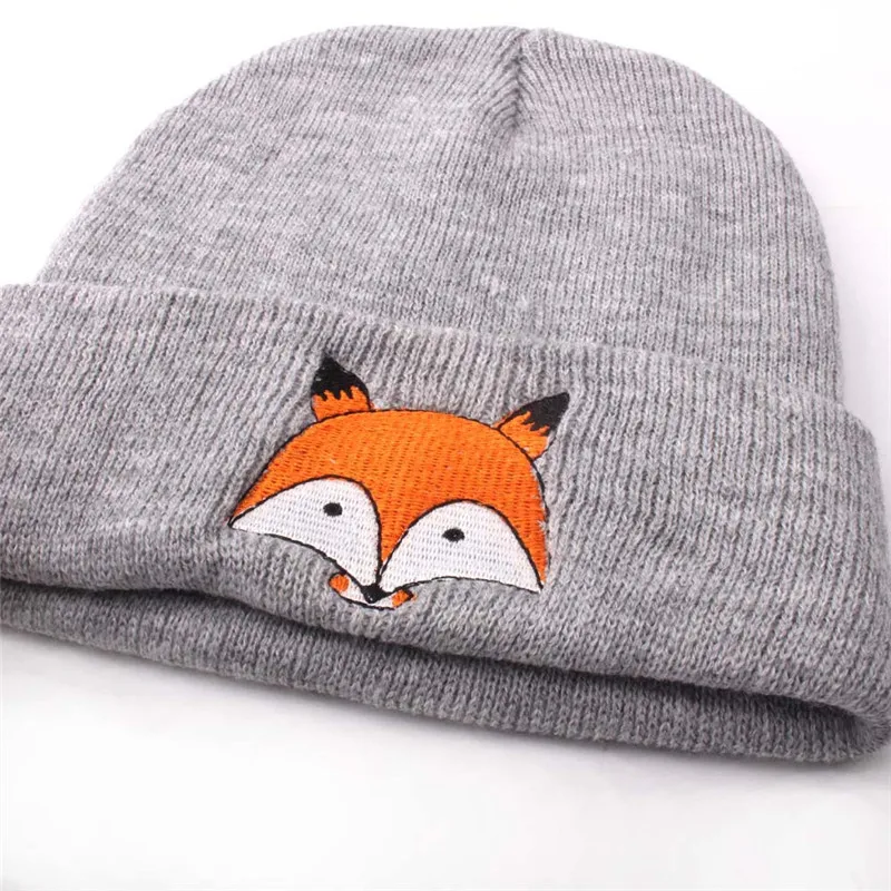 Winter Adult Unisex Knit Cartoon Fox Beanies Cap for Women High Quality Breathable Keep Warm Soft Hats Man Parent child Cap W20
