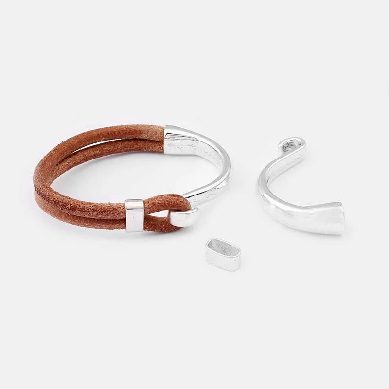 

2Sets Half Cuff Hook Clasp with Sliders Fit 5mm Round Leather Cord Bracelet Bangles Jewelry Making