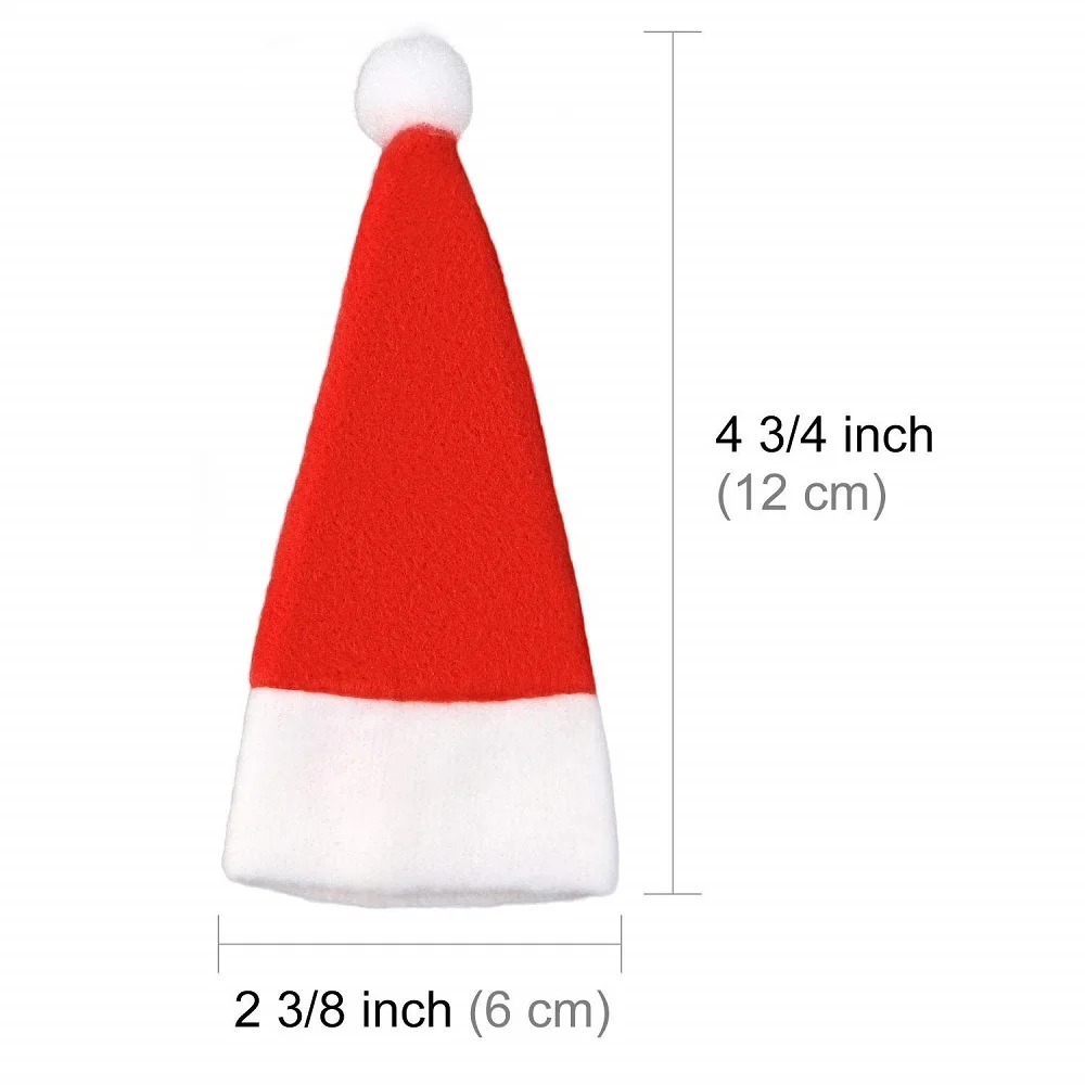 New Year 10PCS Christmas Hat Silverware Holder Xmas Mini Red Santa Claus Cutlery Bag Party Decor | Дом и сад