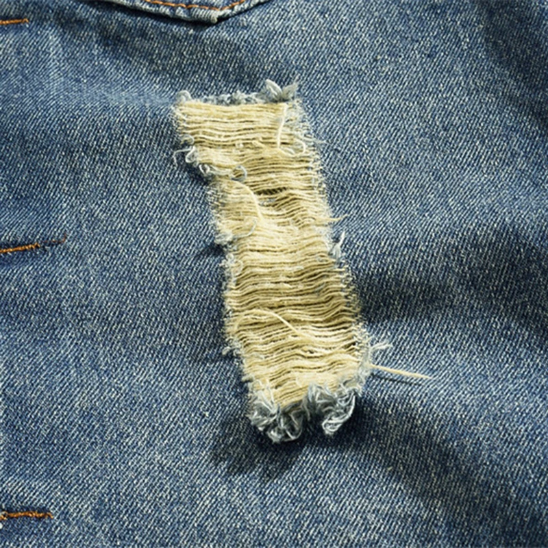 Мужской джинсовый жилет SHIFUREN повседневный ковбойский без рукавов с потертостями