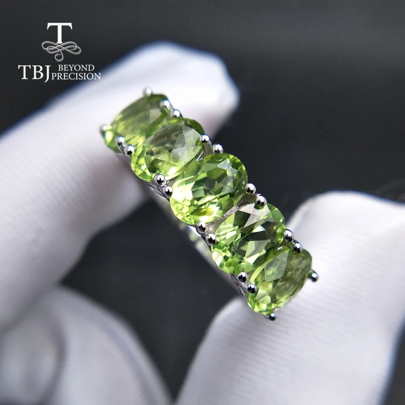 Tbj 100% натуральный Перидот oval5 * 7 мм 4ct кольцо с драгоценным камнем из стерлингового