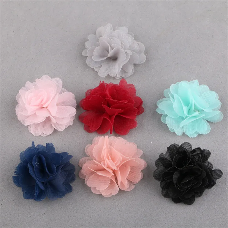 Wholesale 50PCS 20PCS 30MM DIY Jewelry Findings Chiffon Fabric Flowers Handmade Floral Button Patch Sticker Girls Hair jewelry | Украшения