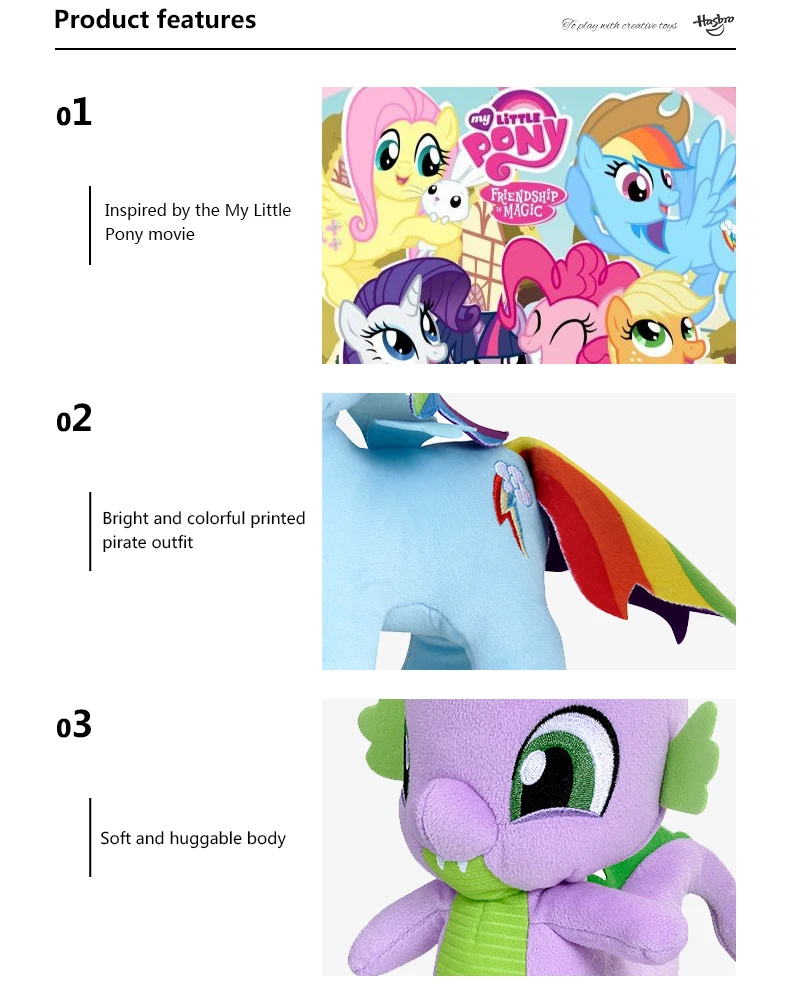 Hasbro 25,4 см My Little Pony мягкий плюшевый Ast Princess Twilight Sparkle Rainbow Dash Пинки-Пай Спайк детский подарок