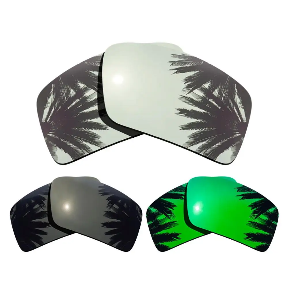 Silver-Black-Green Поляризованные зеркальные линзы с зеркальным покрытием для замены-повязка на глаза в стиле Оукли 1 повязка на глаза 2 оправы разных цветов - Цвет линз: Silver-Black-Green