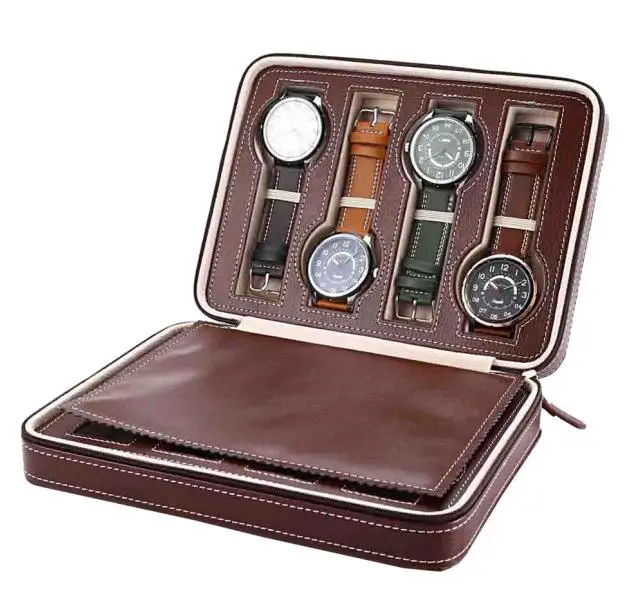 watch box 8 сеток из искусственной кожи, коробка для хранения часов, демонстрация часов, дисплей, коробка для хранения, чехол, лоток Zippere, для путешествий, ювелирные изделия, чехол для коллекционера часов - Цвет: watch box
