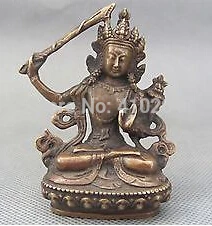 Хорошая скидка старый Тибет тибетская бронзовая Manjushri Manjusri статуя Будды