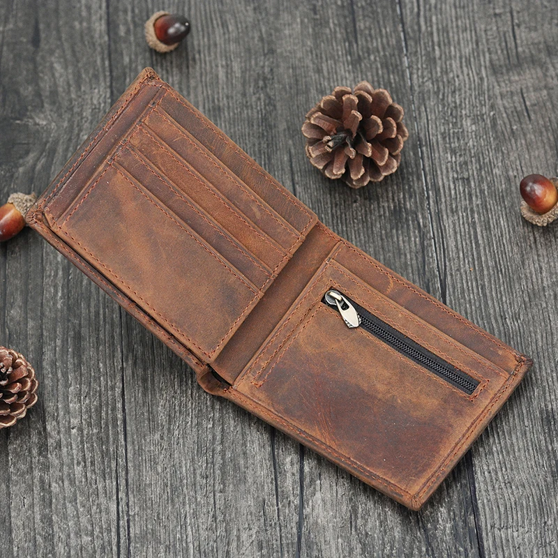 Мужской высококачественный двойной кошелек из натуральной кожи с 2 карманами на