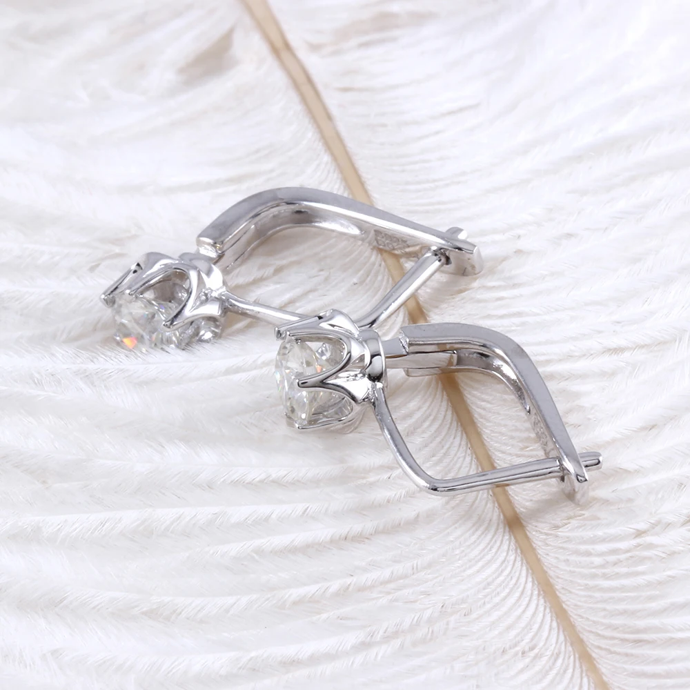 Серьги кольца Trangems из стерлингового серебра S925 1ctw 5 мм HI Color moissanite имитация алмаза