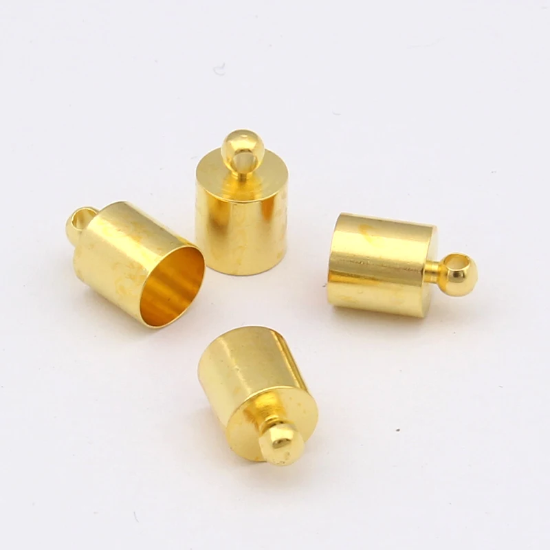 

Yage 7 Size Silver and Gold Copper Leather Cord End Caps Tassel Crimp End Connector DIY Jewelry Findings,tassel cap