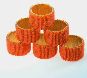 Бесплатная доставка, qn17122502, цветные стеклянные бусины, кольцо для салфеток на свадьбу, 6 шт., декоративный держатель для салфеток