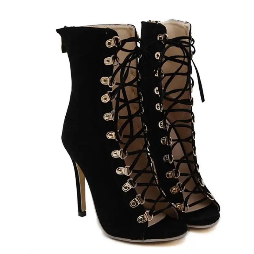 Женские сандалии гладиаторы на высоком каблуке с открытым носком|high heel women