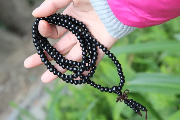 4 мм Тибетский буддизм 216 черное дерево Mala ожерелье|mala necklace|necklace necklacewood necklace |