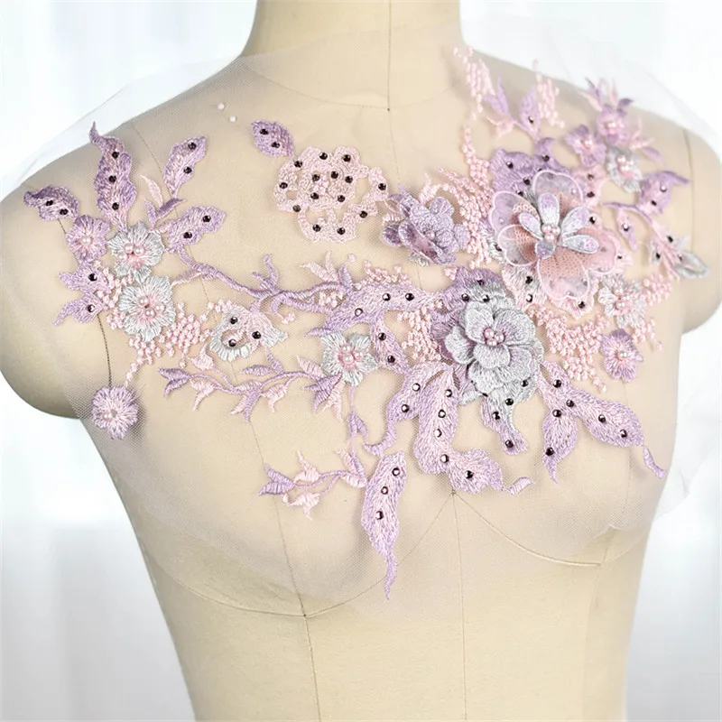 1Piece 35X 28cm Sequins Beaded Flower Floral Venice Venise Gold Glitter Lace Applique Sewing Trims DIY Craft BD0155 | Дом и сад