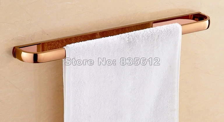 Настенный одинарный держатель для полотенец из латуни цвета розового золота|single