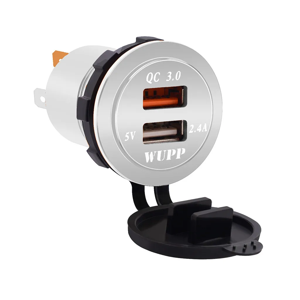 QC 3.0 Dual USB Charger Socket Voltmeter Quick Charge 3.0 Wire Waterproof for Car Motorcycle Mobile Phone Charger Fast QC#Y8