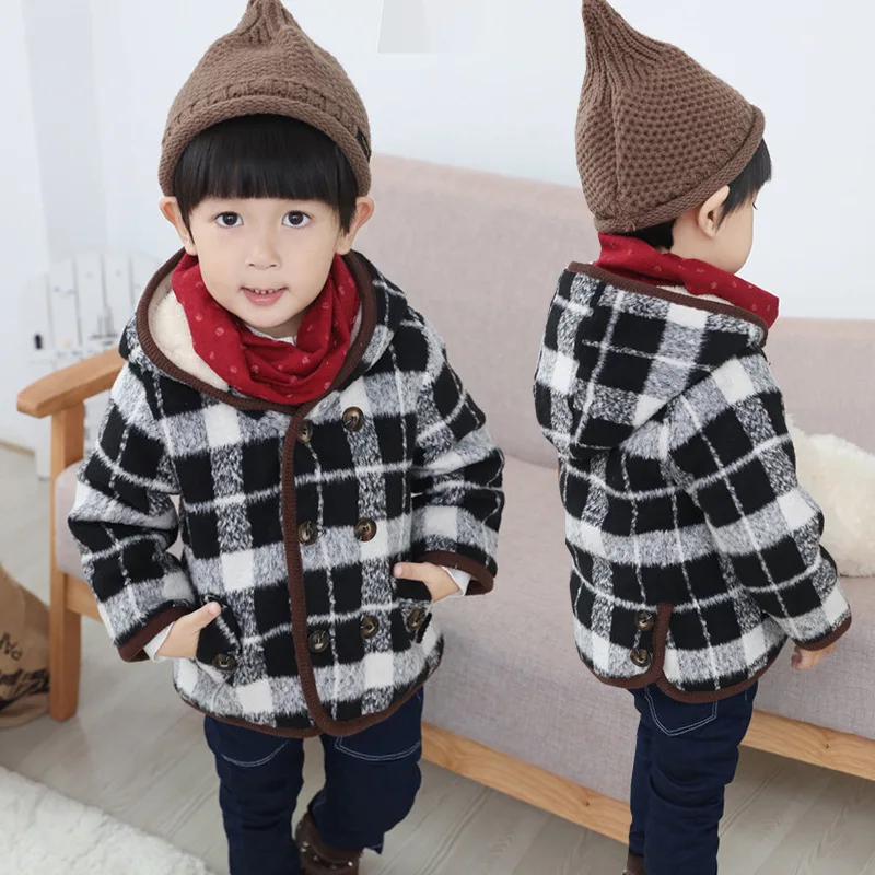 Новинка зимы 2018 детские вельветовые Теплые пальто повседневные клетчатые куртки