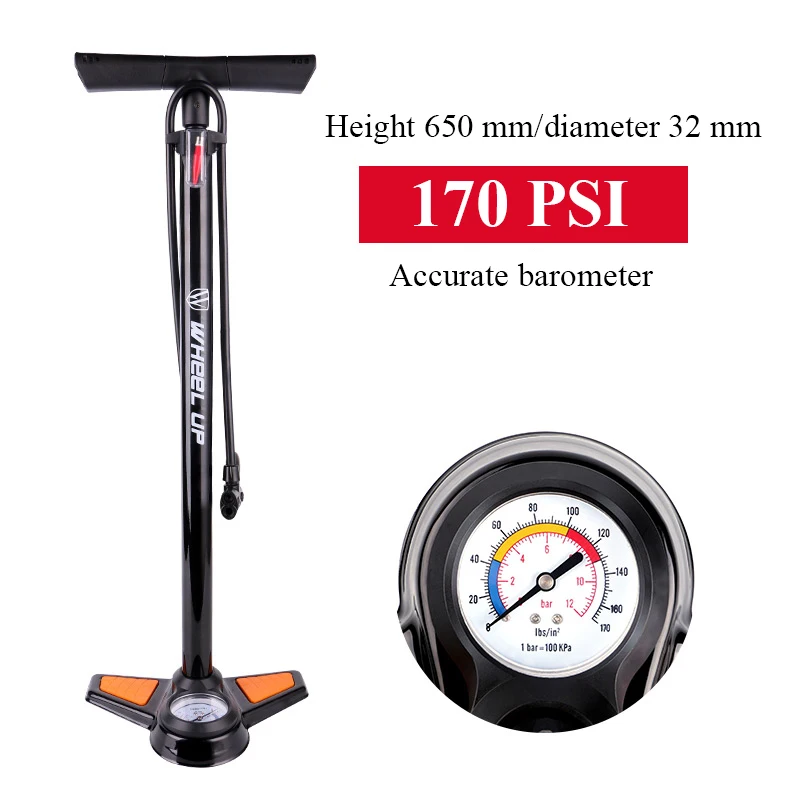 

Bicycle Pumps 170PSI Portable Valve Adapter High Pressure Gauge Table Air Supply Inflator Road Mountain Bike Pump