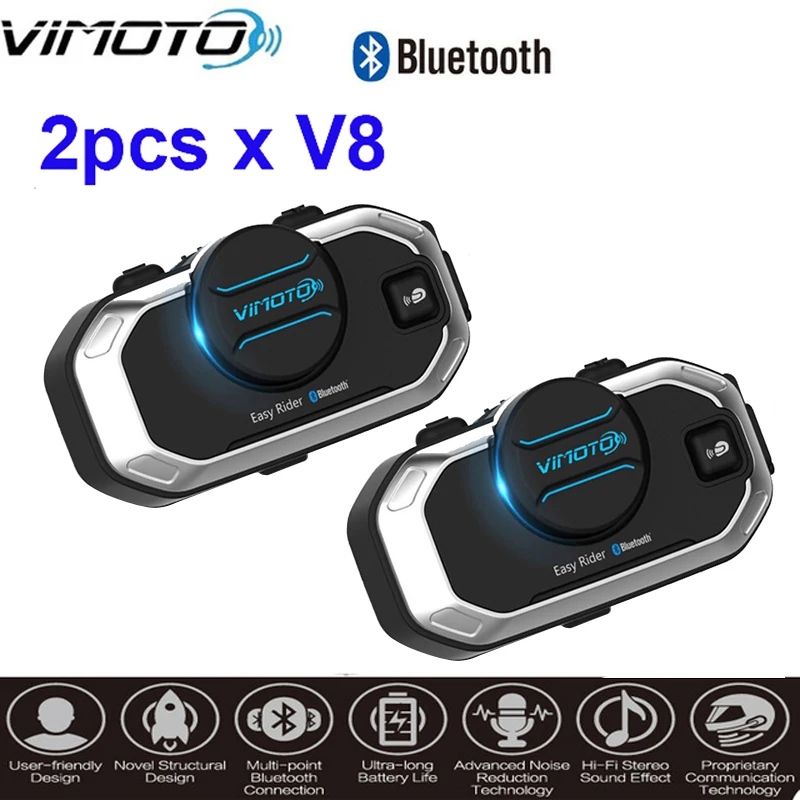 Мотоциклетная Bluetooth гарнитура Vimoto V8 многофункциональная стереогарнитура для