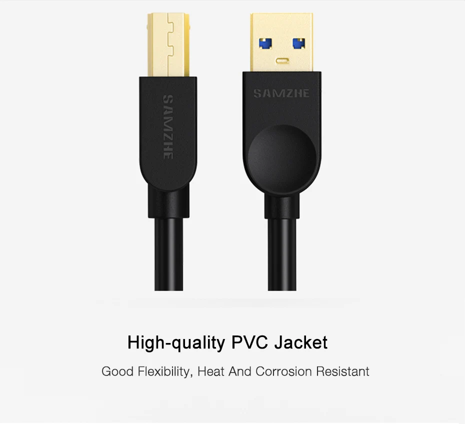 SAMZHE USB кабель USB для принтера 3,0 кабель для печати типа A папа-B папа для Canon Epson hp принтер к компьютеру 0,5 м 1 м 1,5 м 2 м 3 м