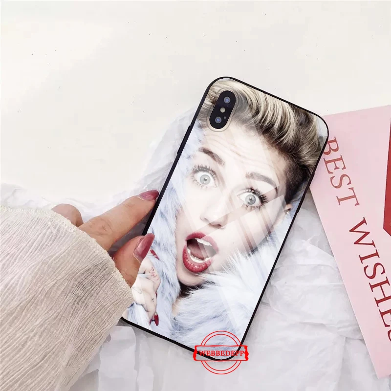 Майли Сайрус из мягкой резины стекло чехол для телефона Apple iPhone 11 Pro X XS Max 6 6S 7 8 плюс